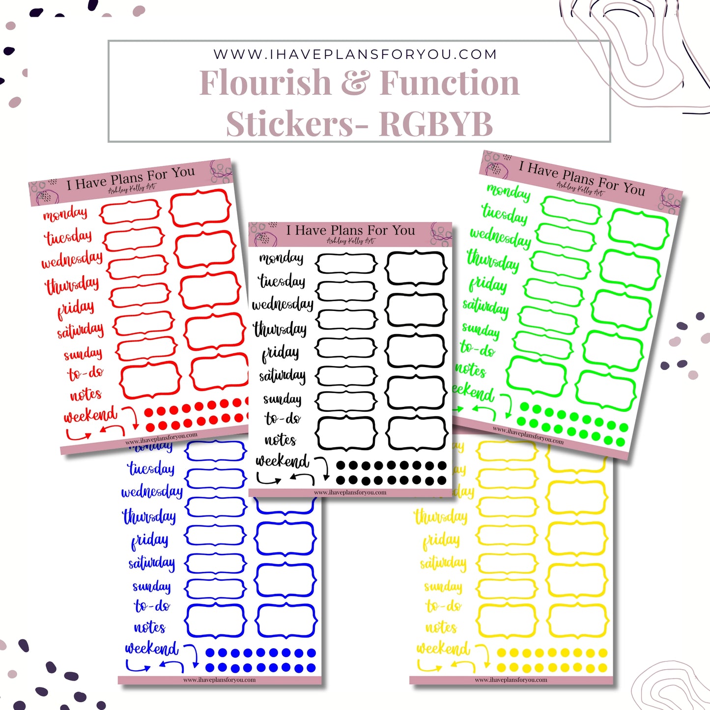 Flourish & Function Stickers - RGBYB