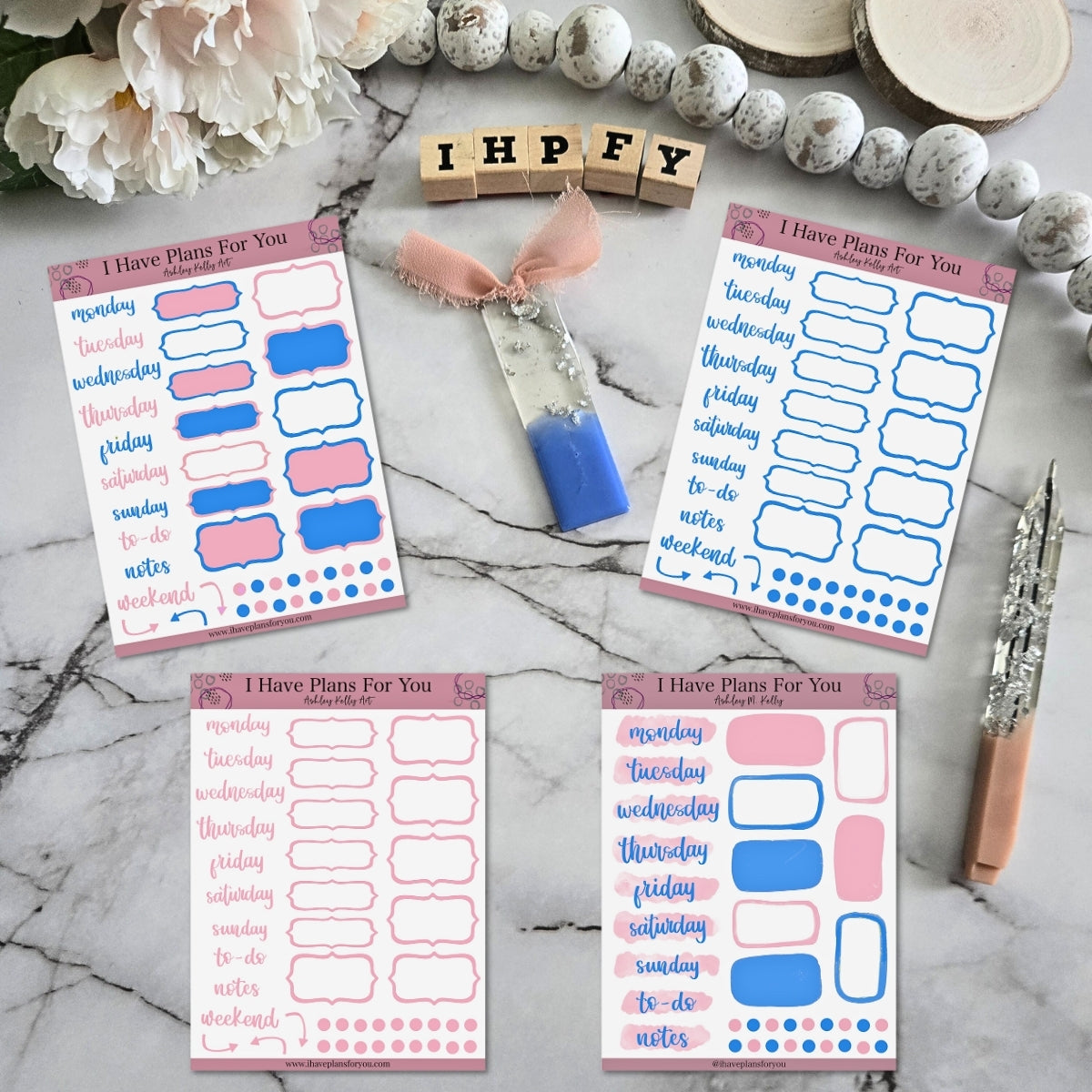 Brushed & Washed Weeks - Pink & Blue