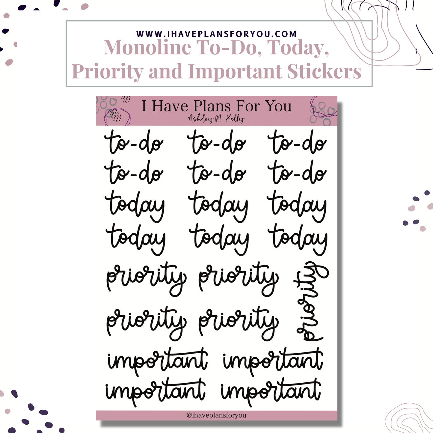 To Do, Today, Priorities, Important and Remember Stickers