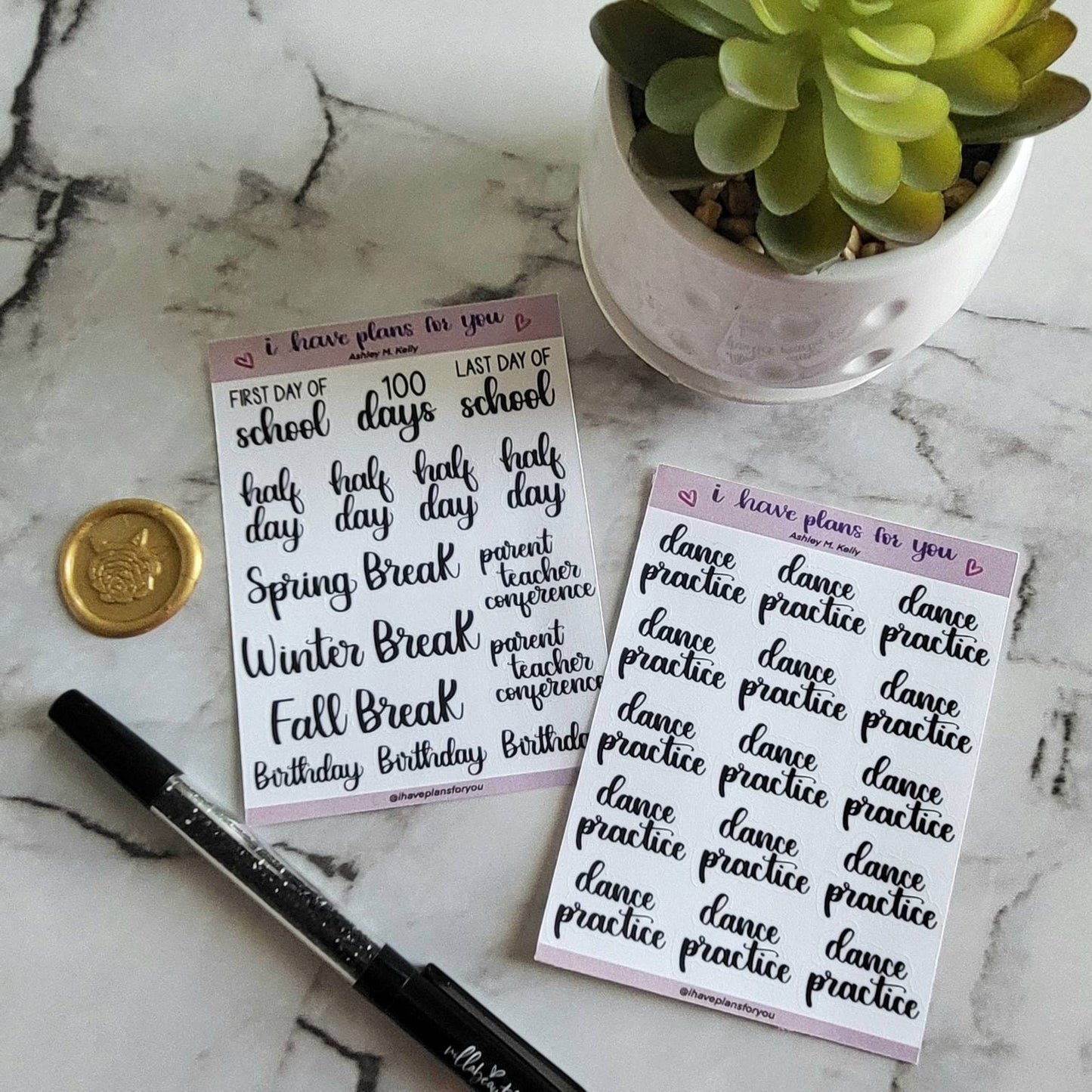 School Events Brushed Lettered Stickers - Planner and Bullet Journal Stickers