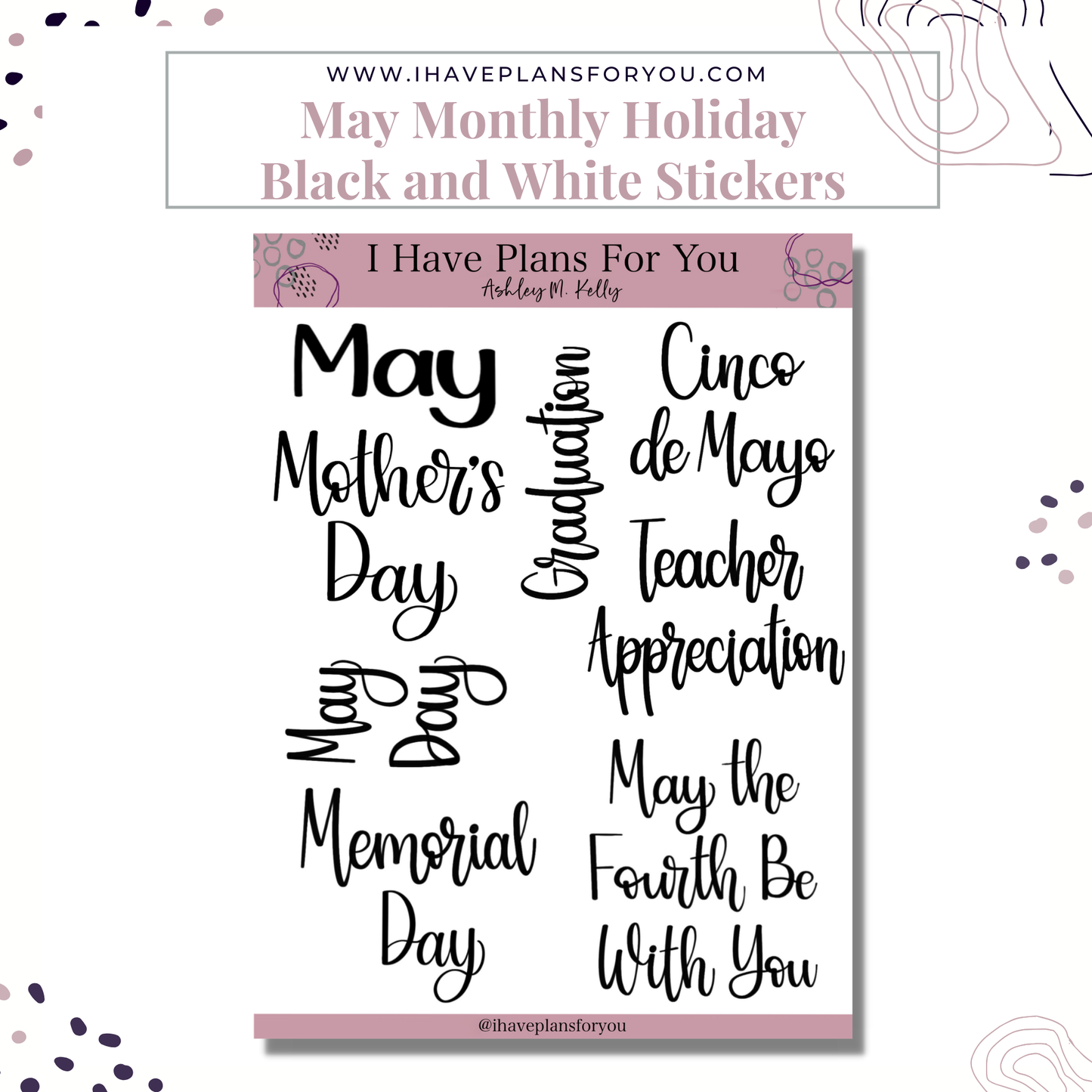 Monthly Holiday Stickers January - June Set