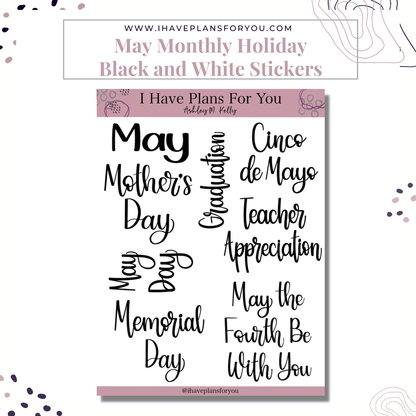 Monthly Holiday Stickers January - June Set