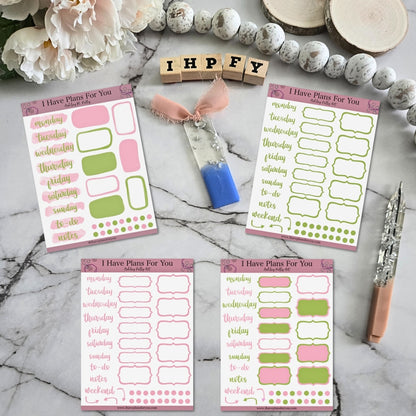 Brushed & Washed Weeks - Pink & Green