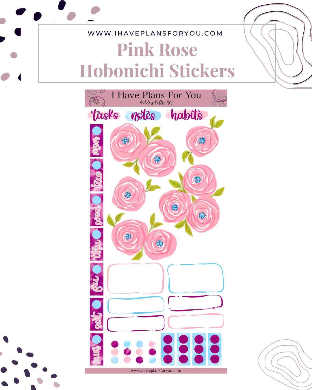 Pink Rose Hobonichi Weeks Stickers
