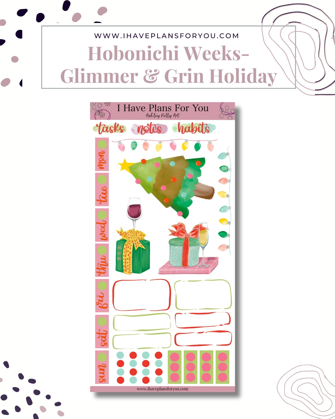 Glimmer & Grin Holiday Hobonichi Weeks Stickers
