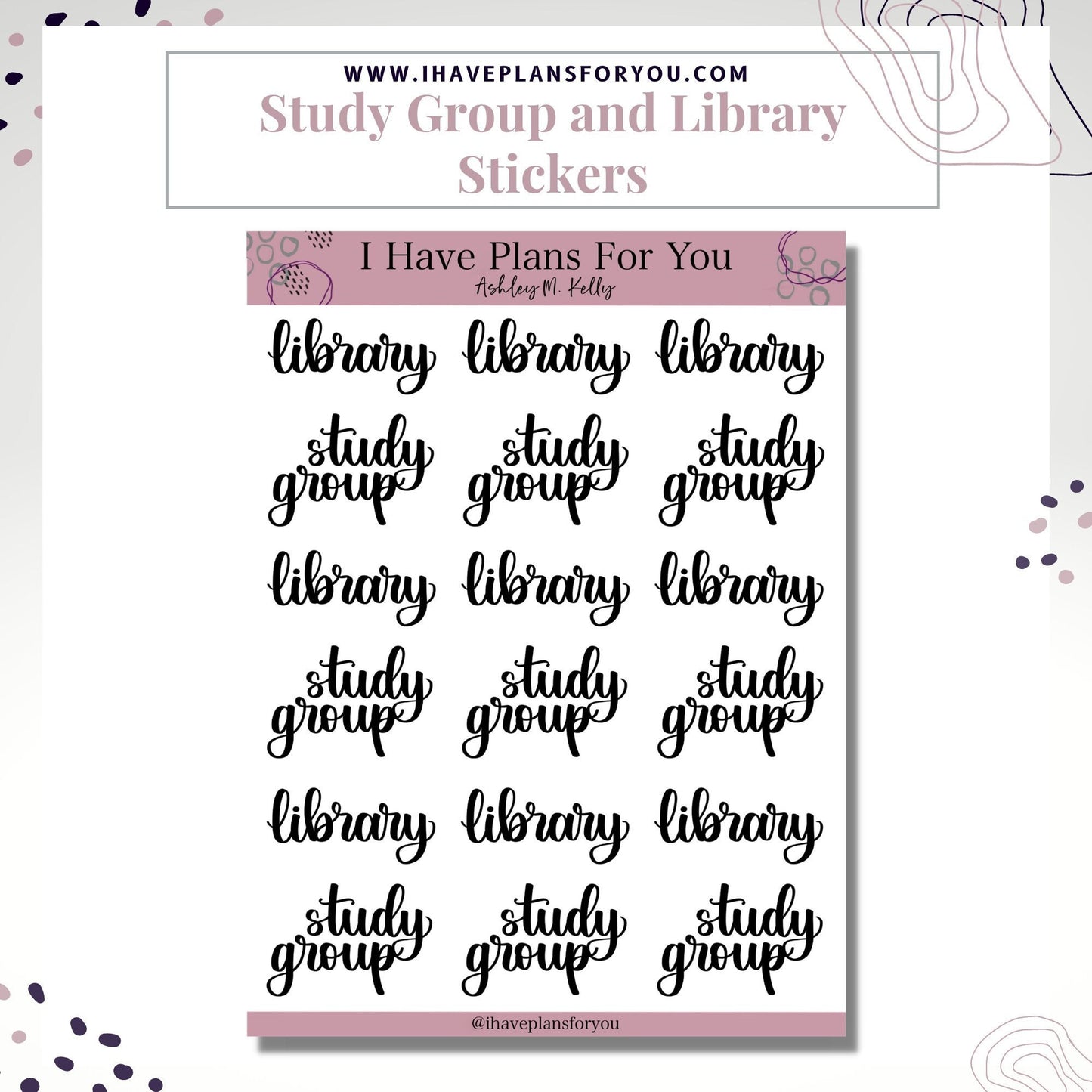 Study Group and Library Stickers- Planner and Bujo Stickers