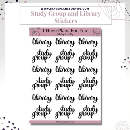 Study Group and Library Stickers- Planner and Bujo Stickers