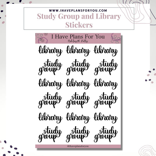 Study Group and Library Stickers- Planner and Bujo Stickers