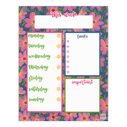 Berry Floral Burst Weekly Planner Pad