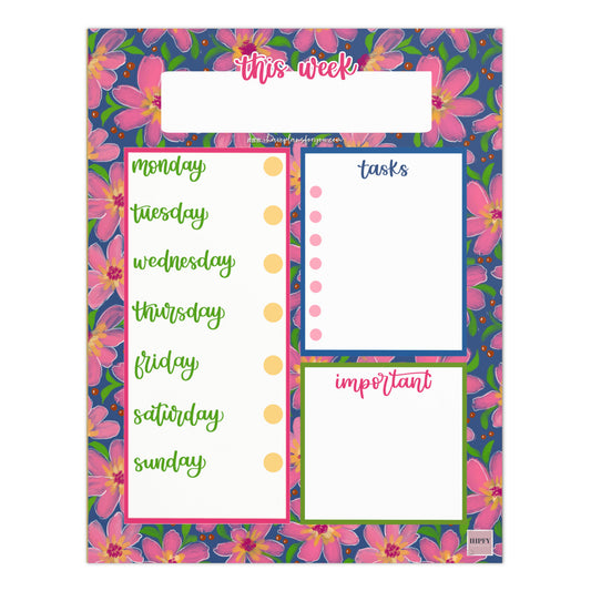 Berry Floral Burst Weekly Planner Pad