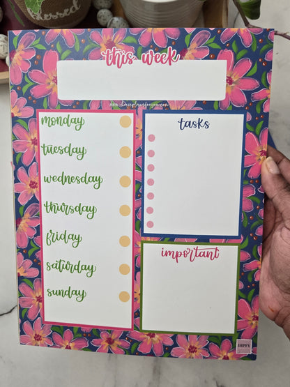Berry Floral Burst Weekly Planner Pad