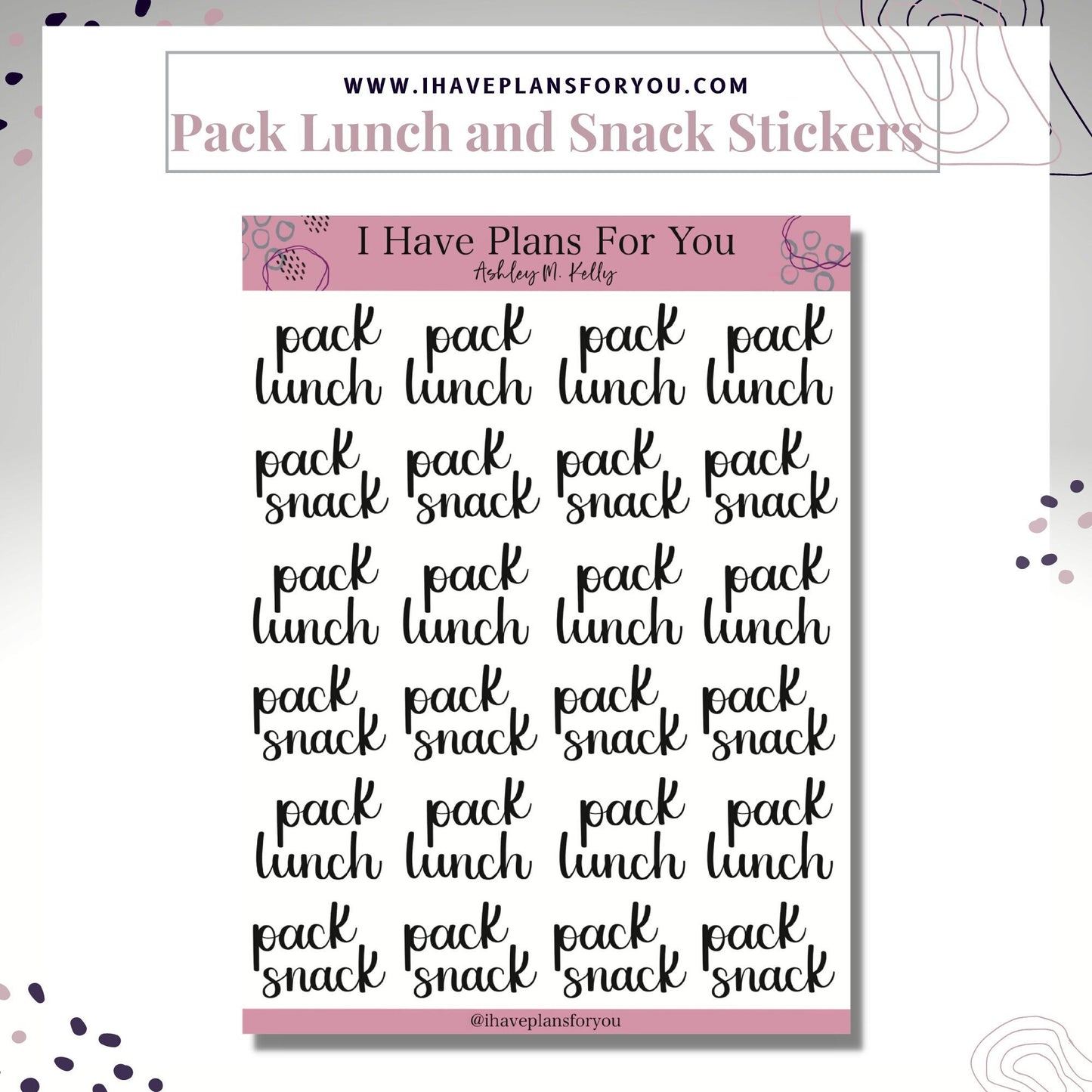 Pack Lunch and Pack Snack Sticker for Planner Mom Stickers